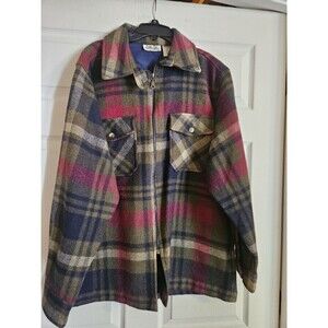 Vintage Ashley Hill Wool Blend Zip Jacket Shacket Coat Plaid Extra Large XL